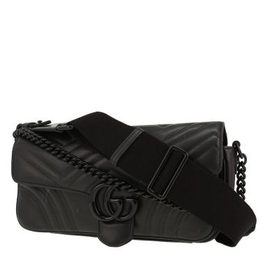 Sac bandoulière Gucci  GG Marmont moyen modèle  en cuir matelassé noir