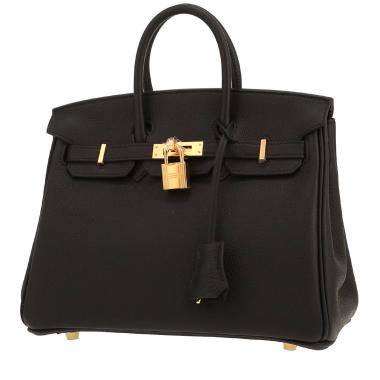 Bolso de mano Hermès  Birkin 25 cm en cuero togo negro