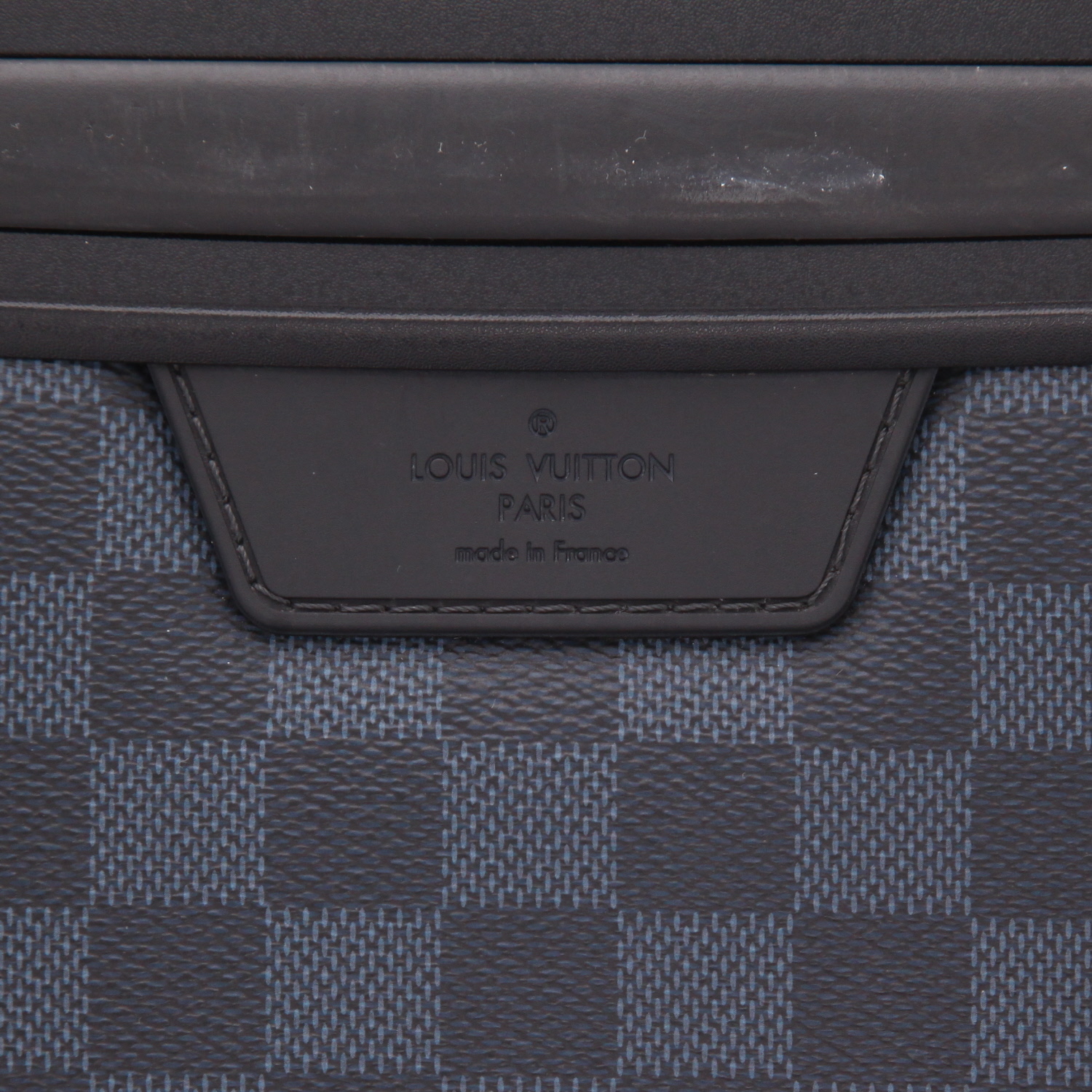 Valise rigide Louis Vuitton  Zephyr en toile damier noire et bleue - Detail D2