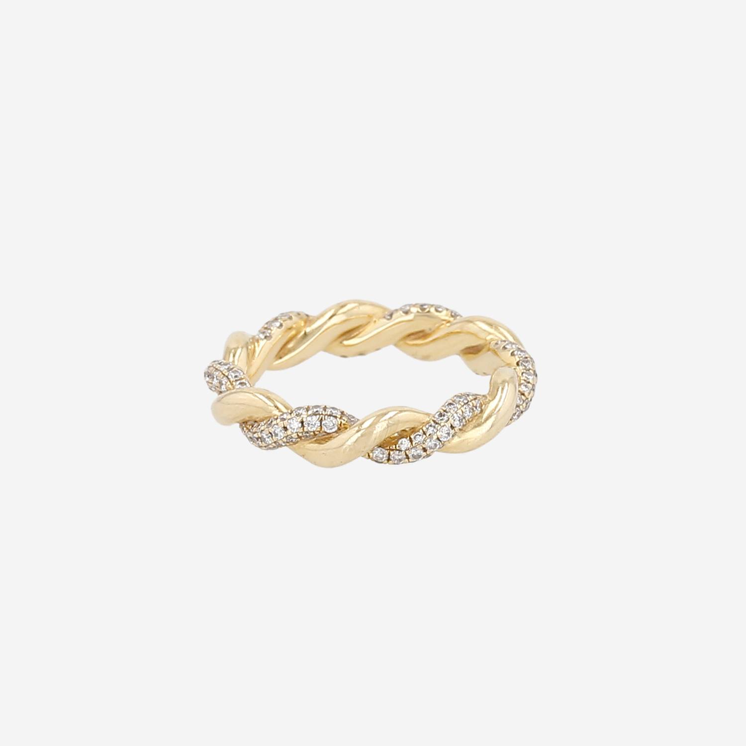 David Yurman  ring in yellow gold and diamonds