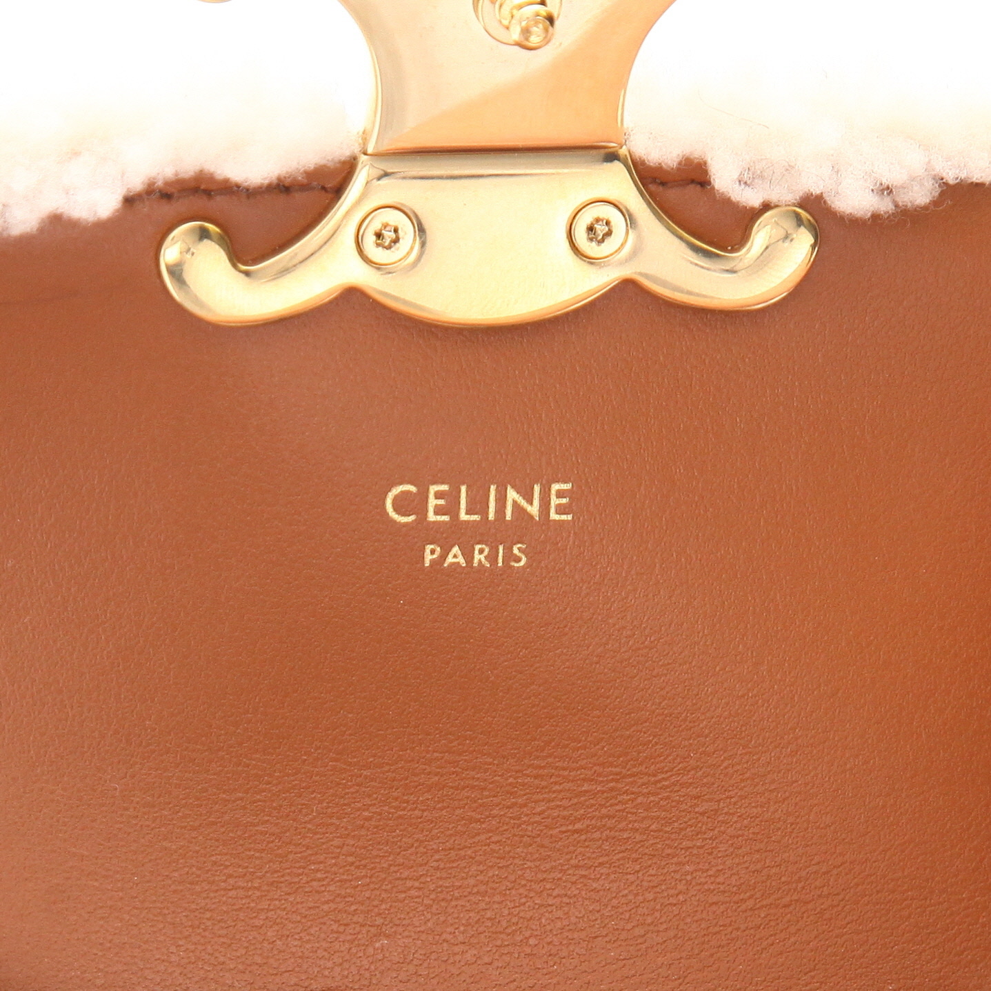 Borsa a tracolla Celine   mini  in  beige e pelle marrone - Detail D2