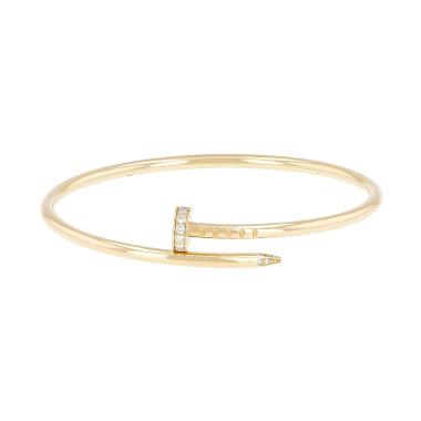 Bracelet Cartier Juste un clou petit modèle en or jaune et diamants, taille 15