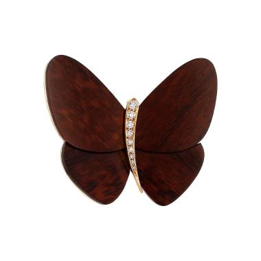 Clip Van Cleef 
Arpels Papillon de oro amarillo, diamantes y madera de serpiente