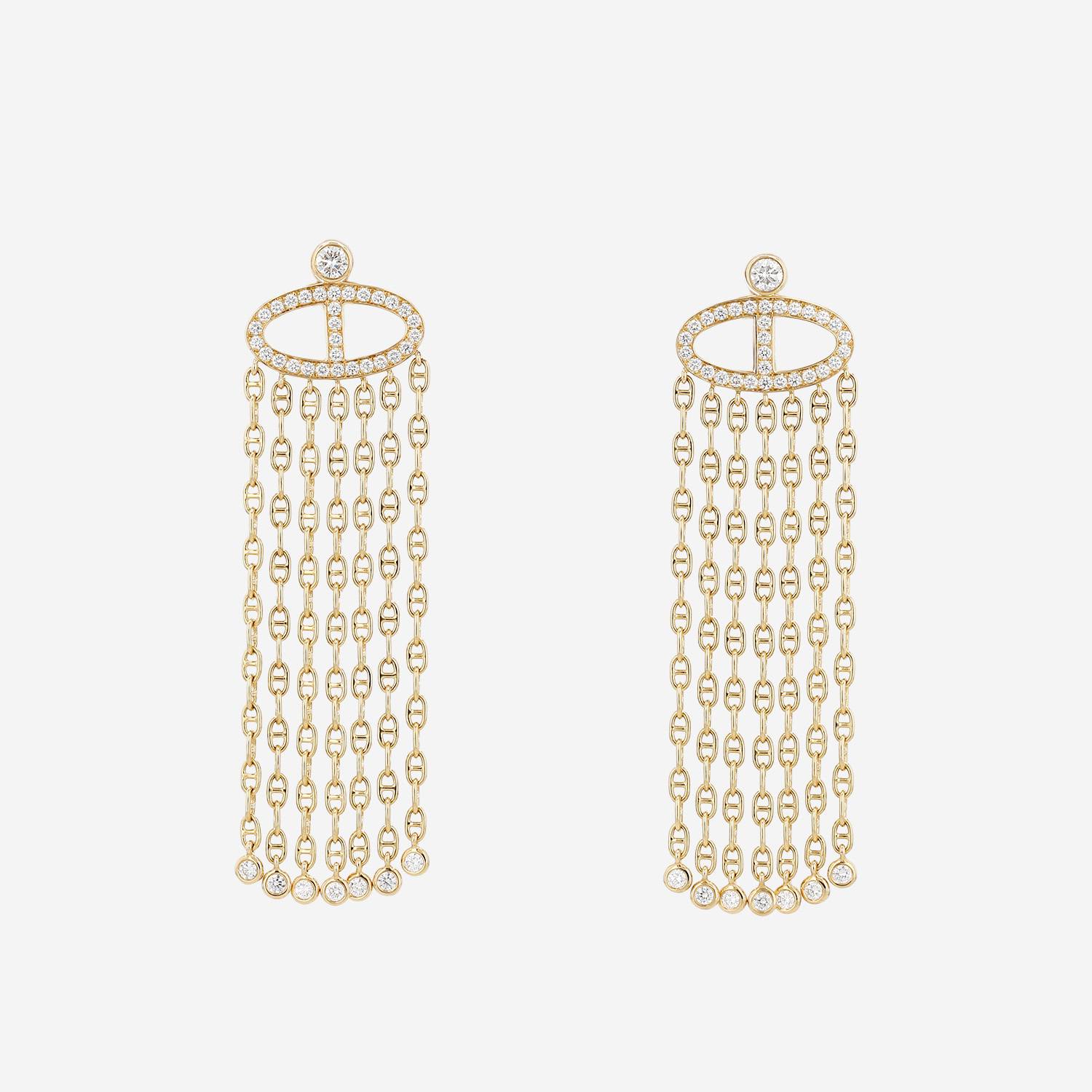 Pendientes Hermès Chaîne d'Ancre Calypso modelo grande de oro amarillo y diamantes