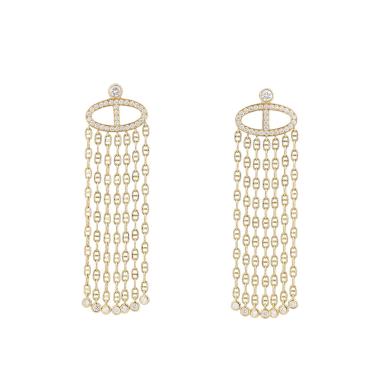 Hermès Chaîne d'Ancre Calypso large model earrings in yellow gold and diamonds