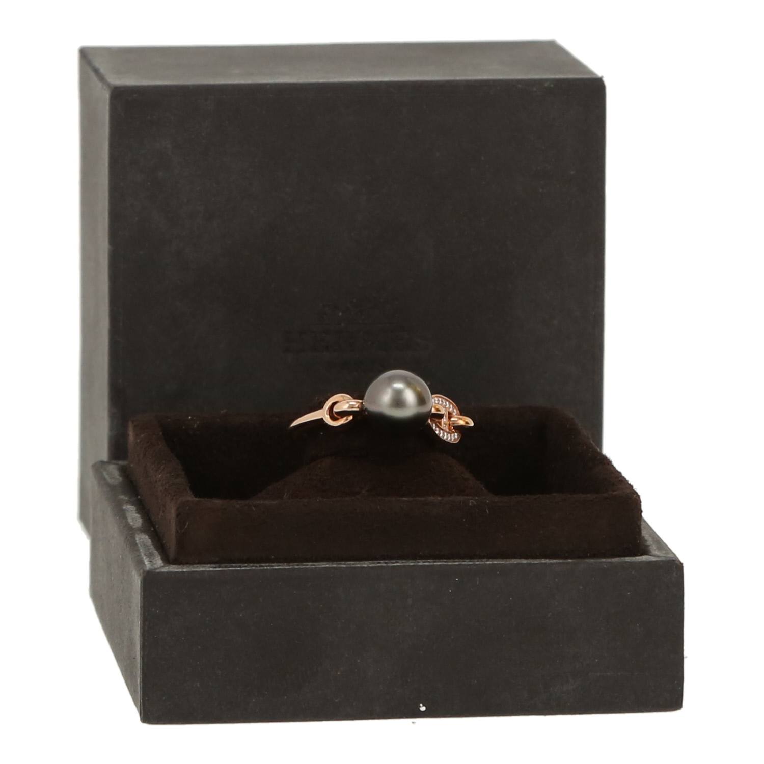 Hermès Albertine ring in pink gold, diamonds and cultured pearl - Detail D2
