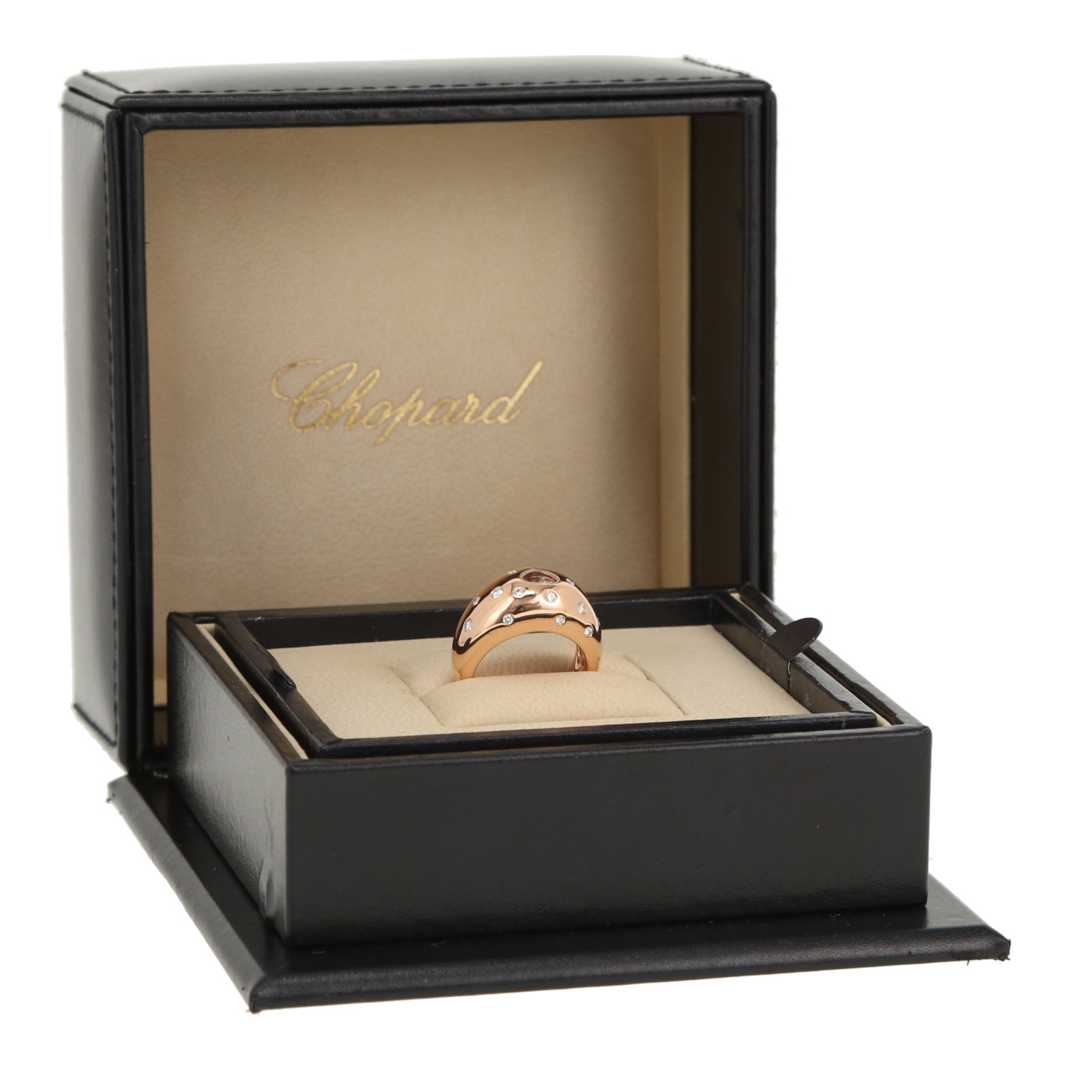 Sortija Chopard Happy Diamonds de oro rosa y diamantes - Detail D2