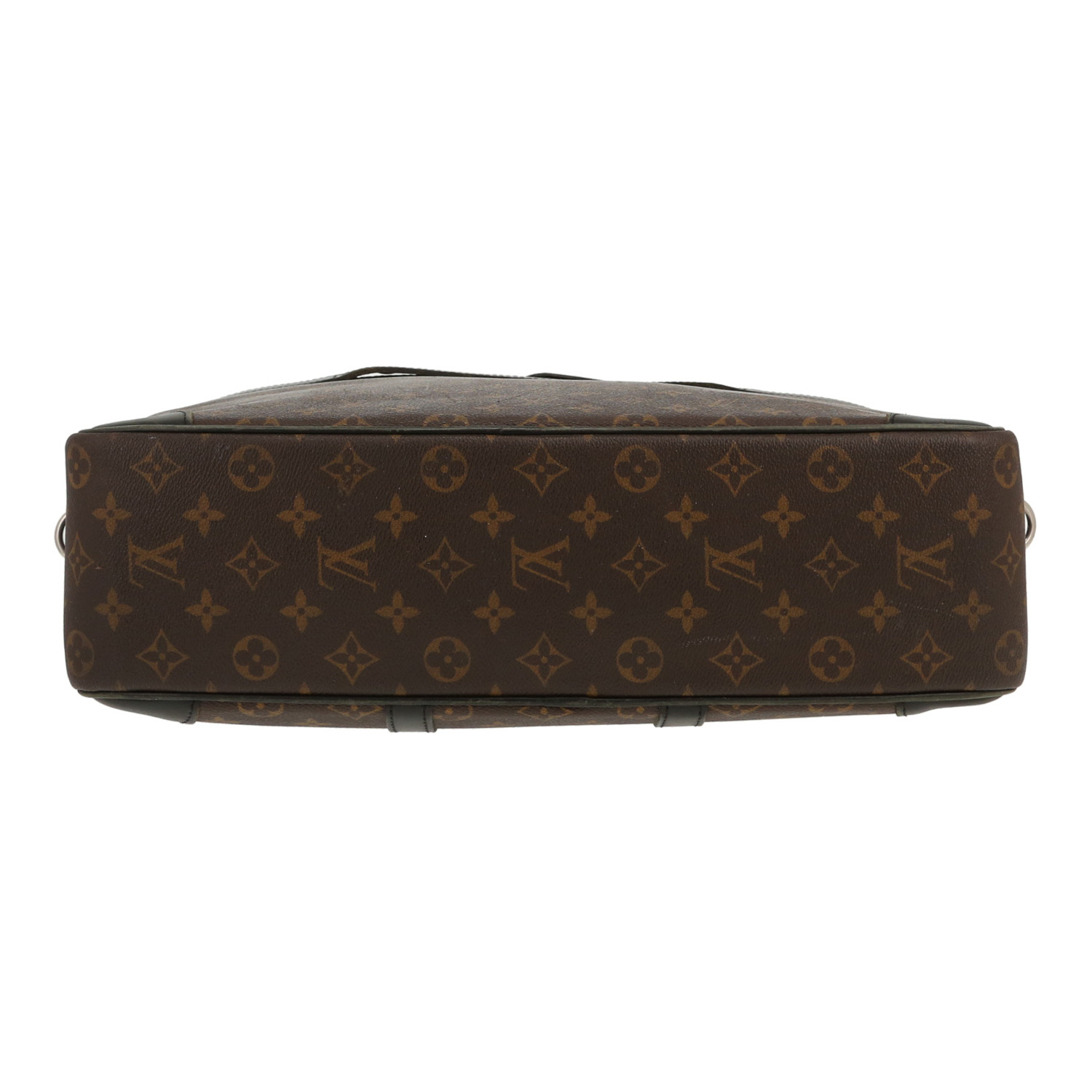 Sac bandoulière Louis Vuitton  Porte documents Voyage en toile monogram marron et cuir noir - Detail D1