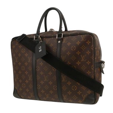 Borsa a tracolla Louis Vuitton  Porte documents Voyage in tela monogram marrone e pelle nera