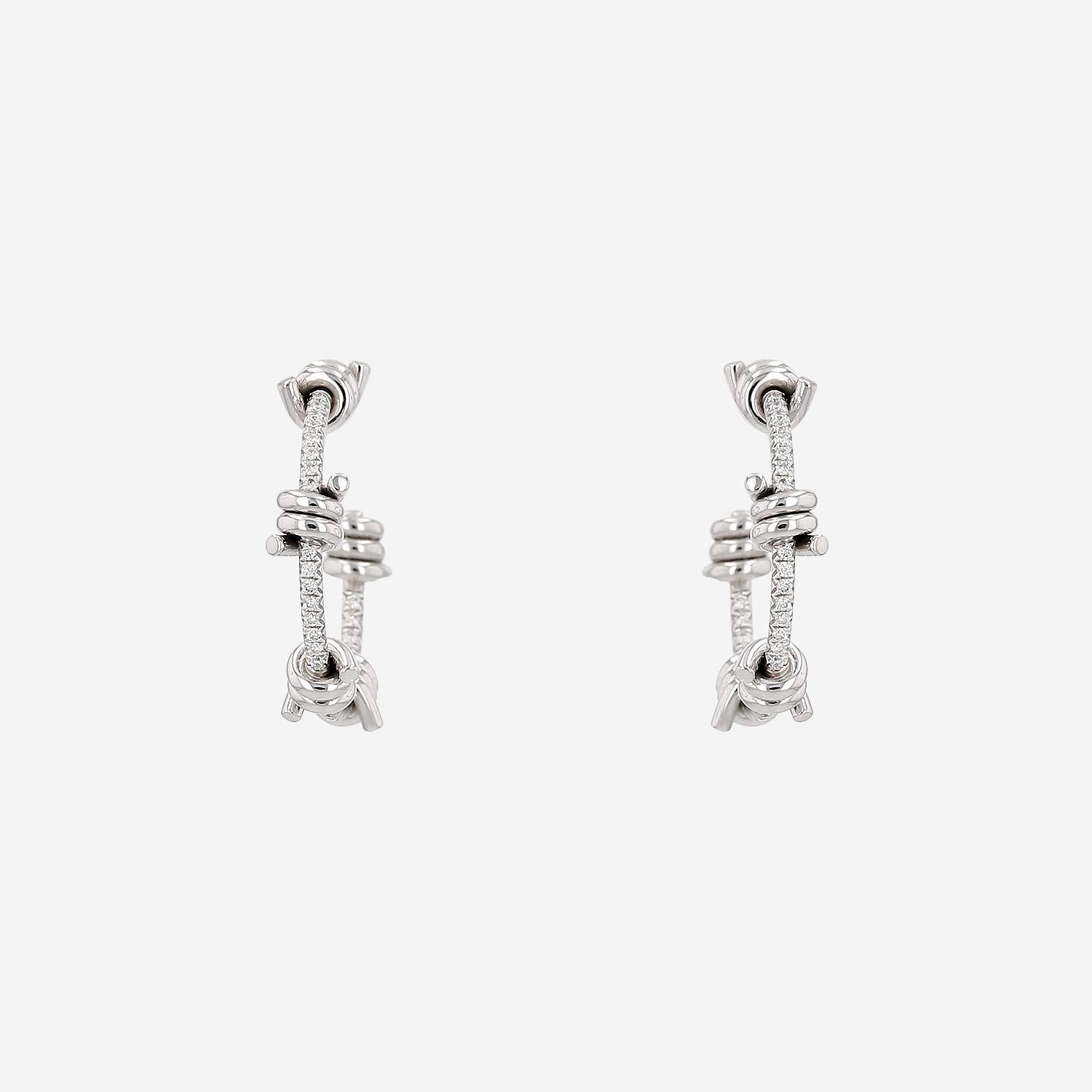 Paire de créoles Lorenz Bäumer Fil d'Amour petit modèle en or blanc et diamants