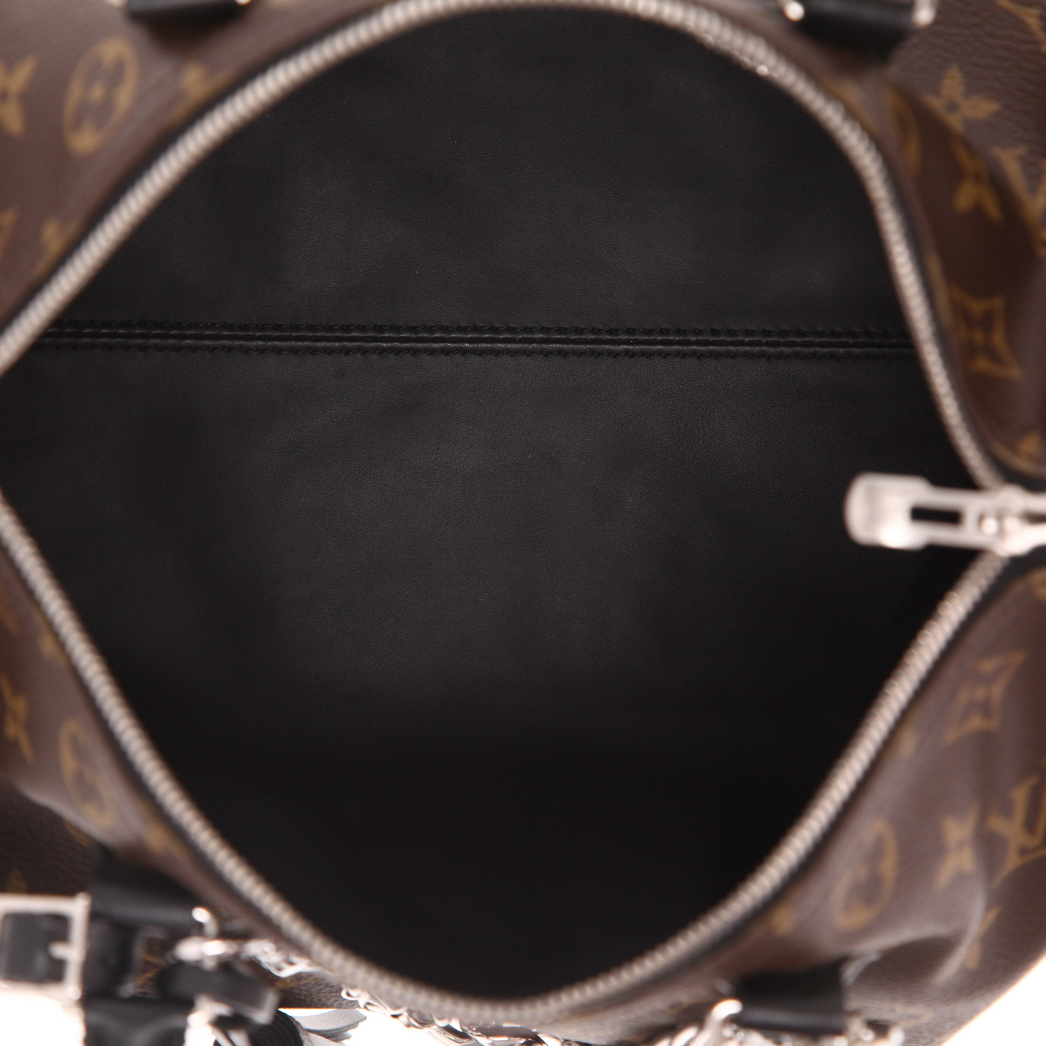 Louis Vuitton  Speedy 30 handbag  in brown monogram canvas  and black leather - Detail D3