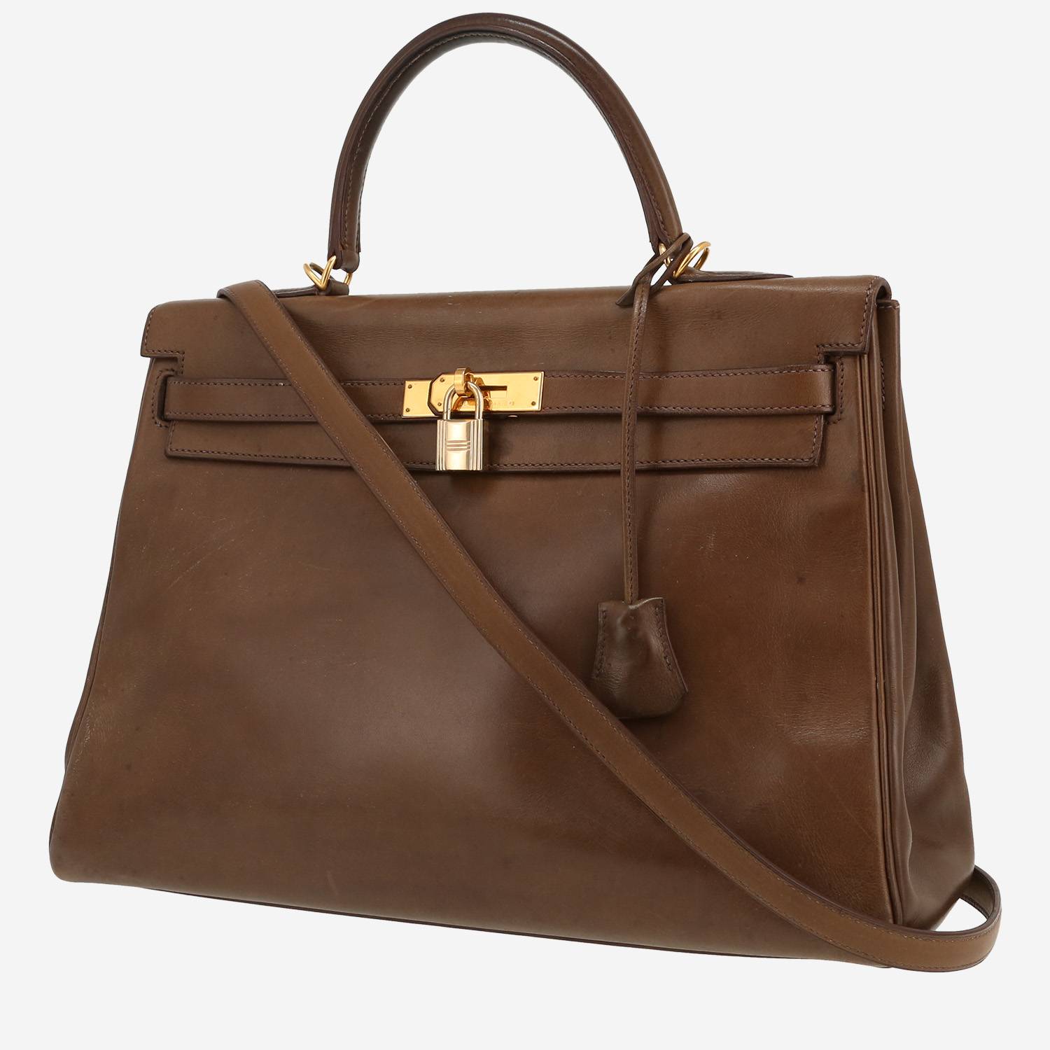 Sac à main Hermès  Kelly 35 cm en cuir Barénia bronze