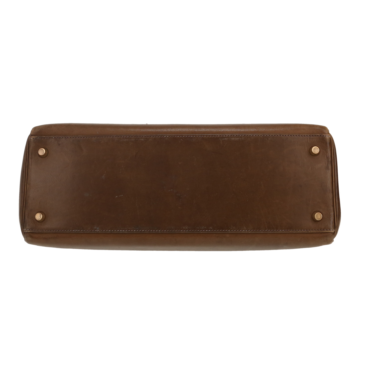 Bolso de mano Hermès  Kelly 35 cm en cuero Barenia bronce - Detail D1