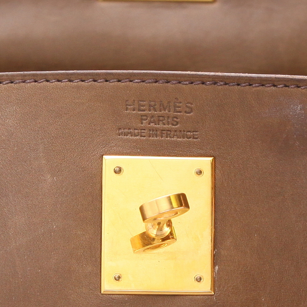 Sac à main Hermès  Kelly 35 cm en cuir Barénia bronze - Detail D2