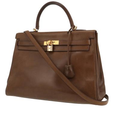 Hermès  Kelly 35 cm handbag  in olive green Barenia leather