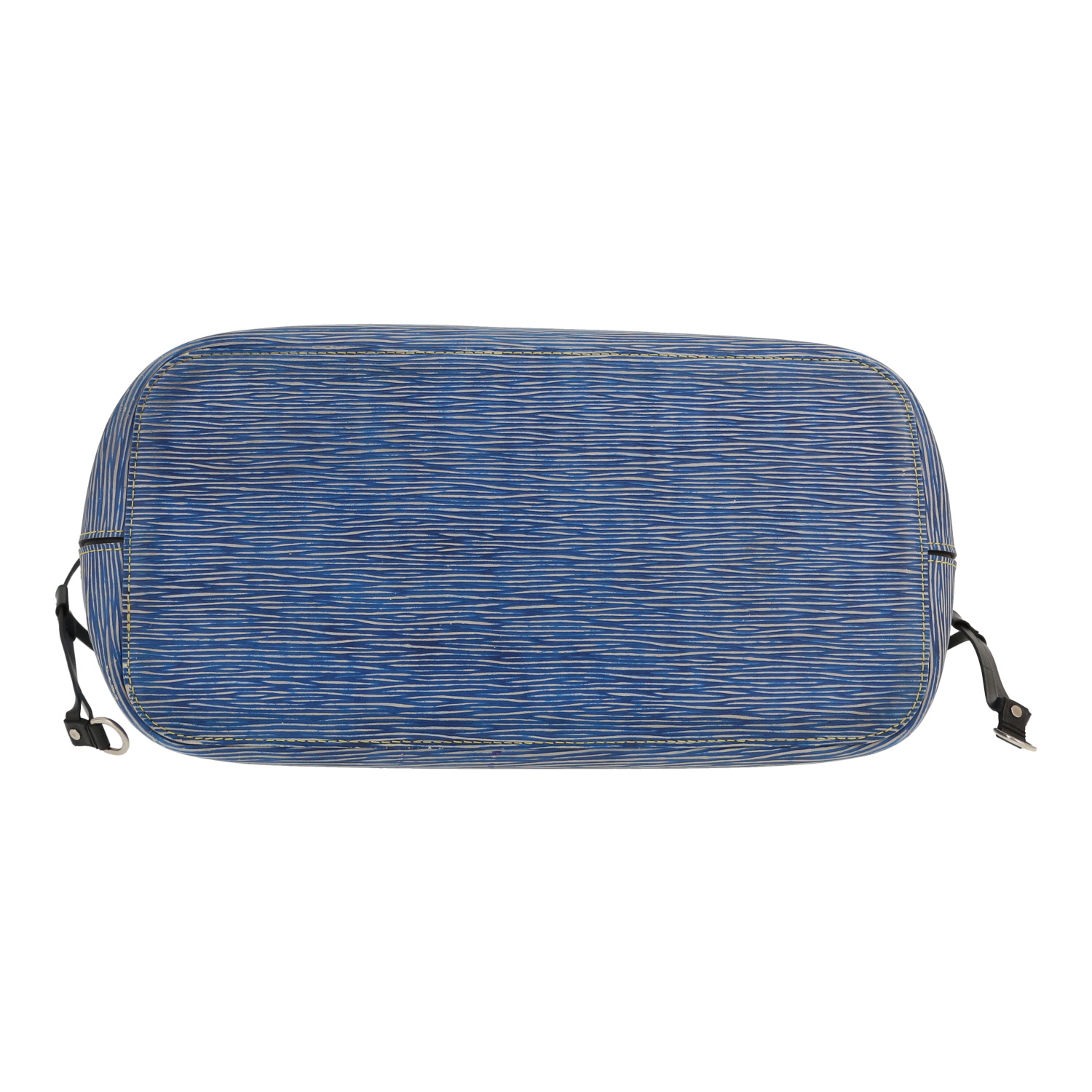 Louis Vuitton  Neverfull shopping bag  in blue epi leather  and black leather - Detail D1