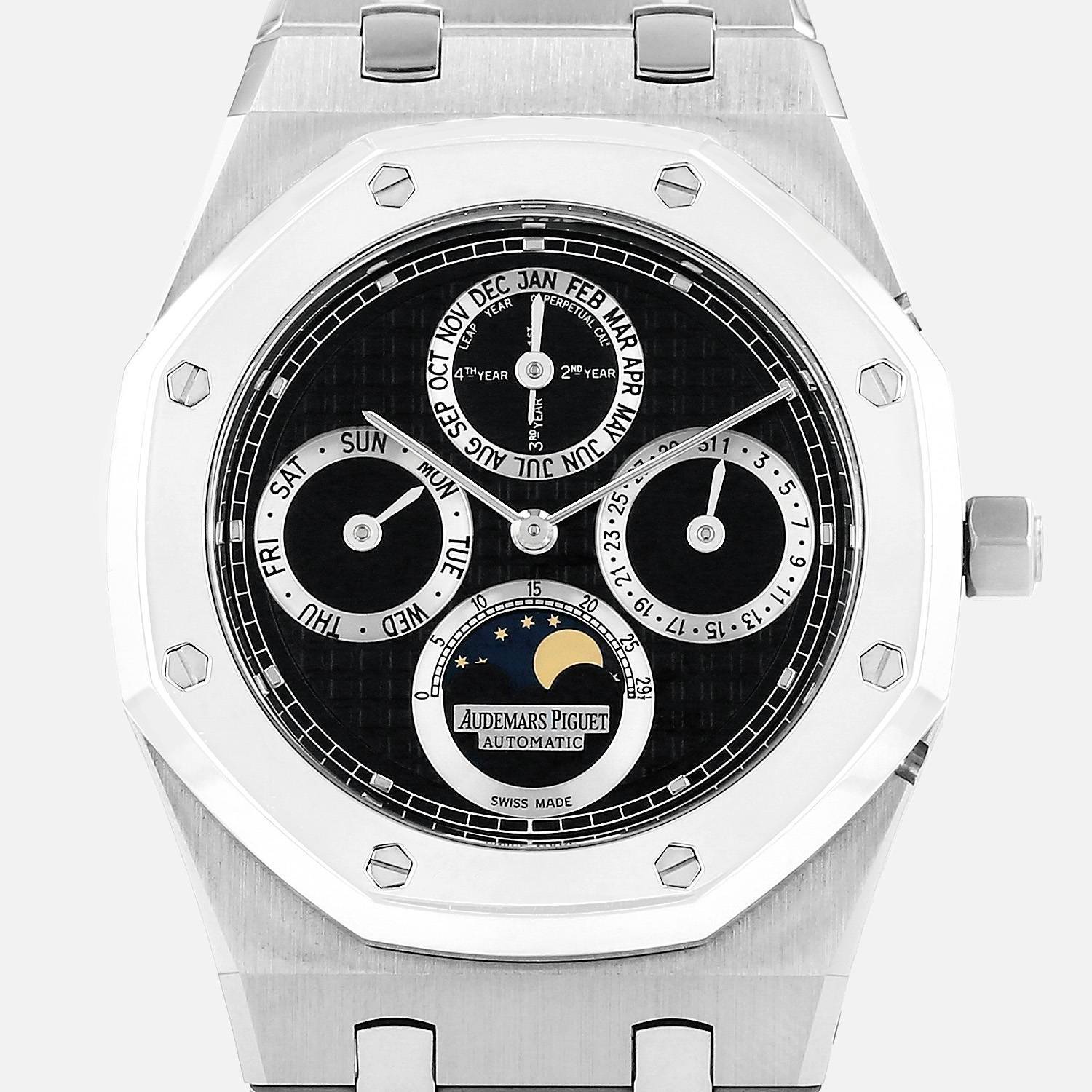 Orologio Audemars Piguet Royal Oak Quantième Perpetuel in acciaio e platino Ref: Audemars Piguet  - 25820SP  Circa 2004