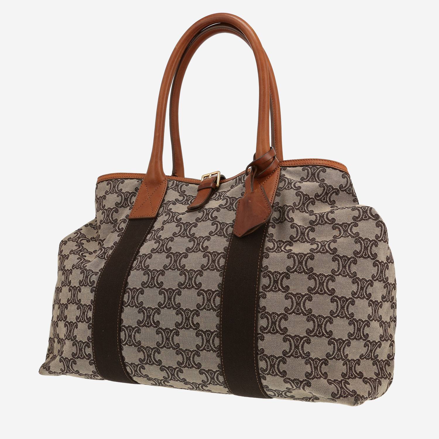 Bolso para llevar al hombro o en la mano Celine  Vintage en lona monogram marrón y cuero marrón