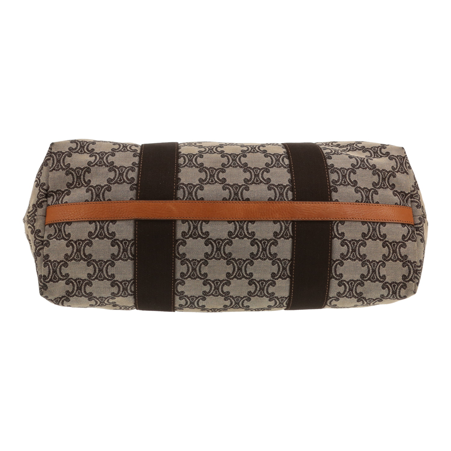 Sac porté épaule ou main Celine  Vintage en toile siglée marron et cuir marron - Detail D1