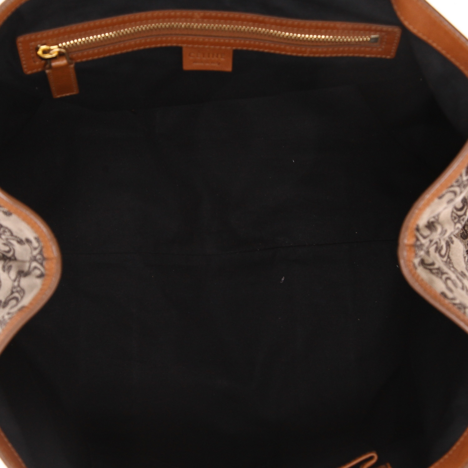 Bolso para llevar al hombro o en la mano Celine  Vintage en lona monogram marrón y cuero marrón - Detail D3