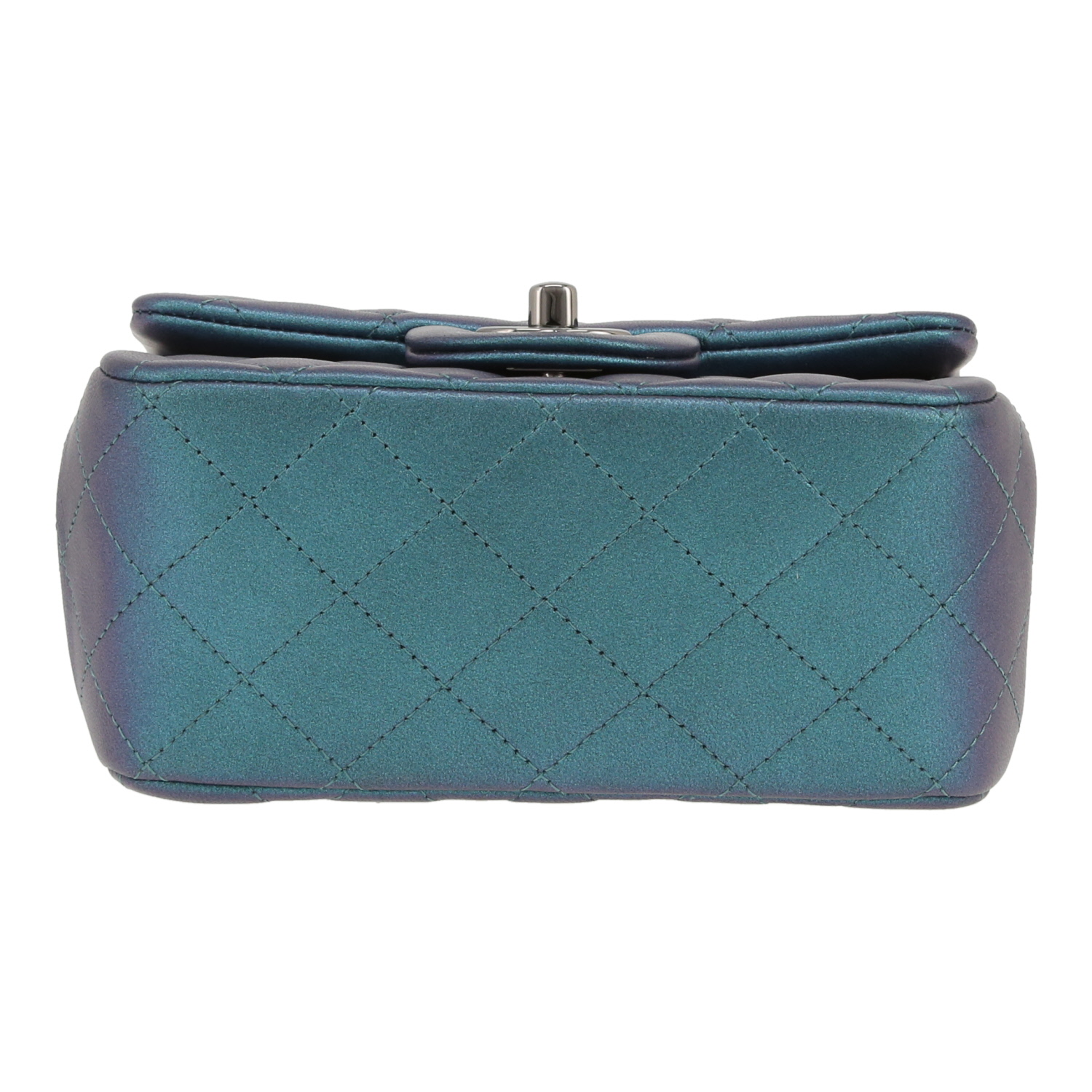 Bolso bandolera Chanel  Timeless Mini Carré en cuero irisado acolchado  azul - Detail D1