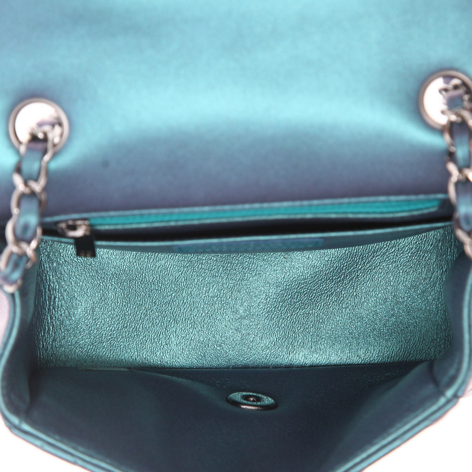 Borsa a tracolla Chanel  Timeless Mini Carré in pelle iridescente trapuntata blu - Detail D3