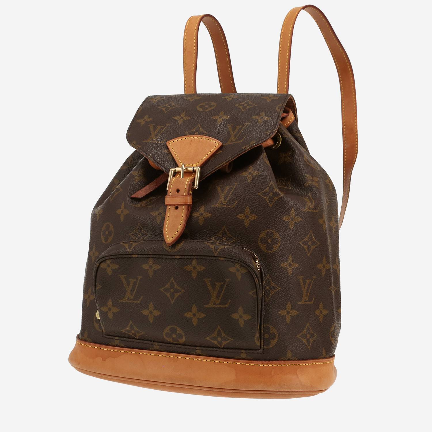 Mochila Louis Vuitton  Montsouris Backpack en lona Monogram marrón y cuero natural