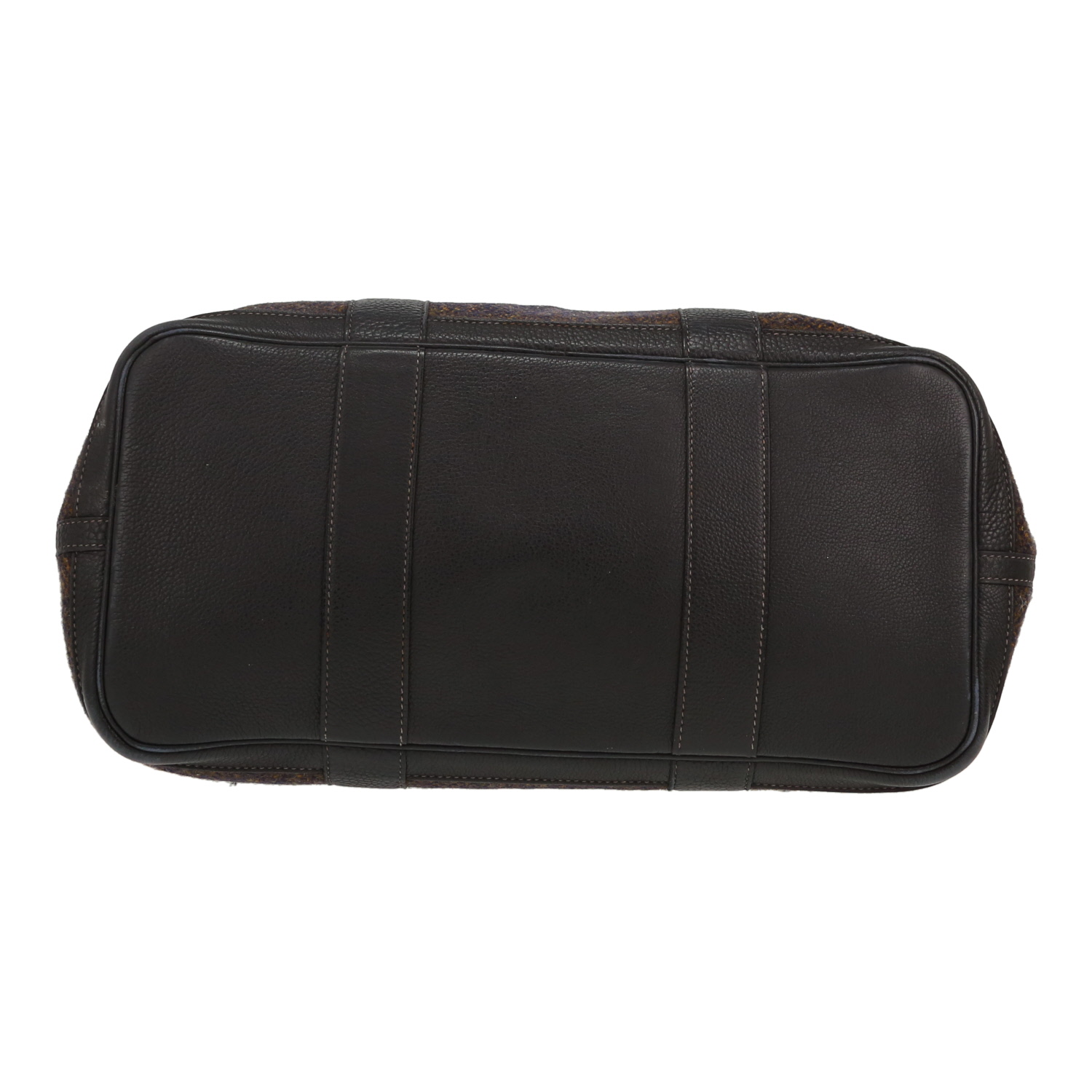 Hermès  Garden Party 36 cm handbag  in yellow, orange and brown canvas  and black togo leather - Detail D1