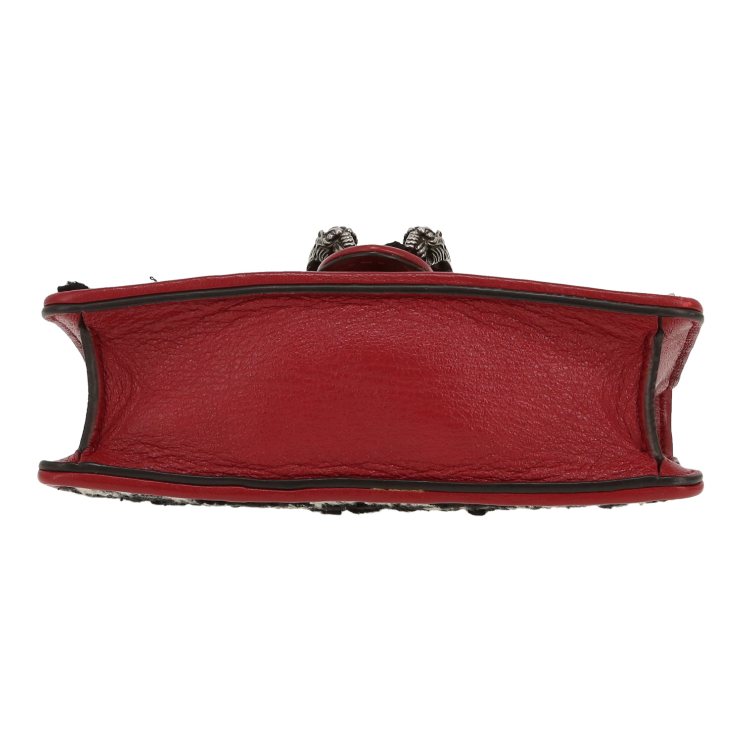 Sac bandoulière Gucci  Dionysus mini  en toile noire et blanche et cuir bordeaux - Detail D1