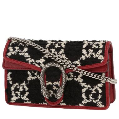 Gucci  Dionysus mini  shoulder bag  in black and white canvas  and burgundy leather