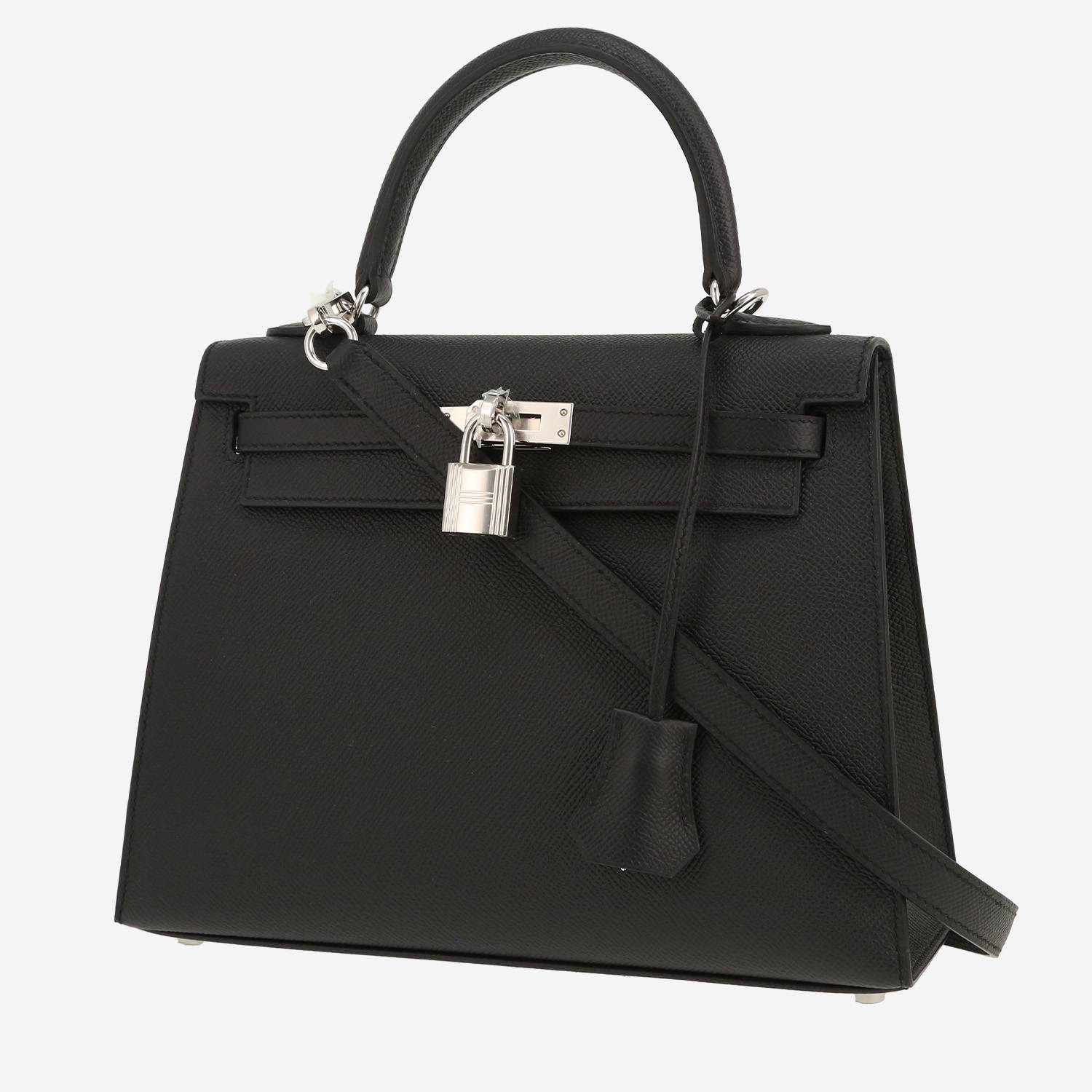 Borsa Hermès  Kelly 25 cm in pelle Epsom nera
