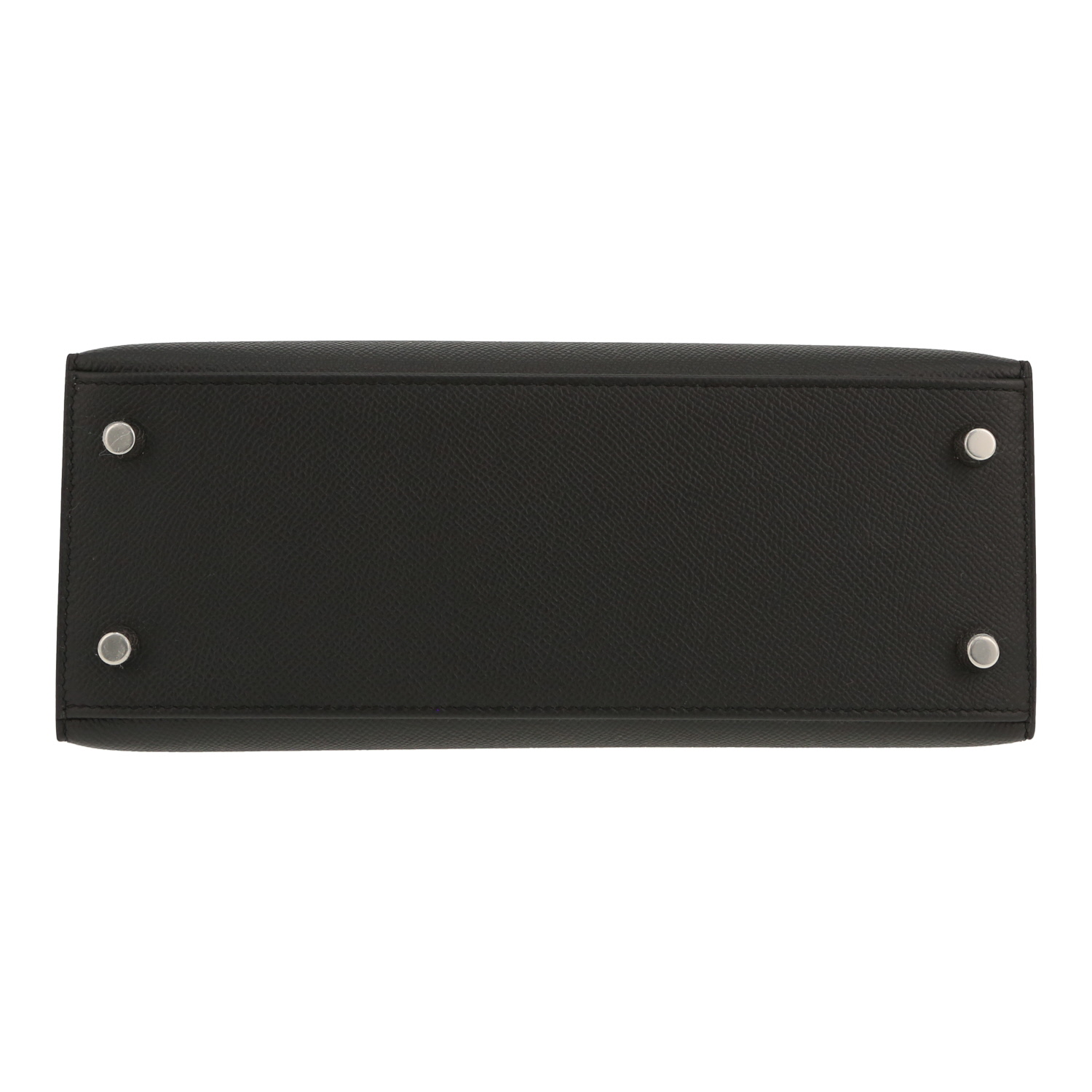 Bolso de mano Hermès  Kelly 25 cm en cuero epsom negro - Detail D1