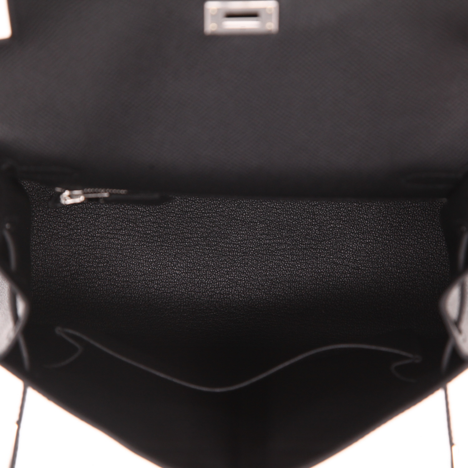 Bolso de mano Hermès  Kelly 25 cm en cuero epsom negro - Detail D3