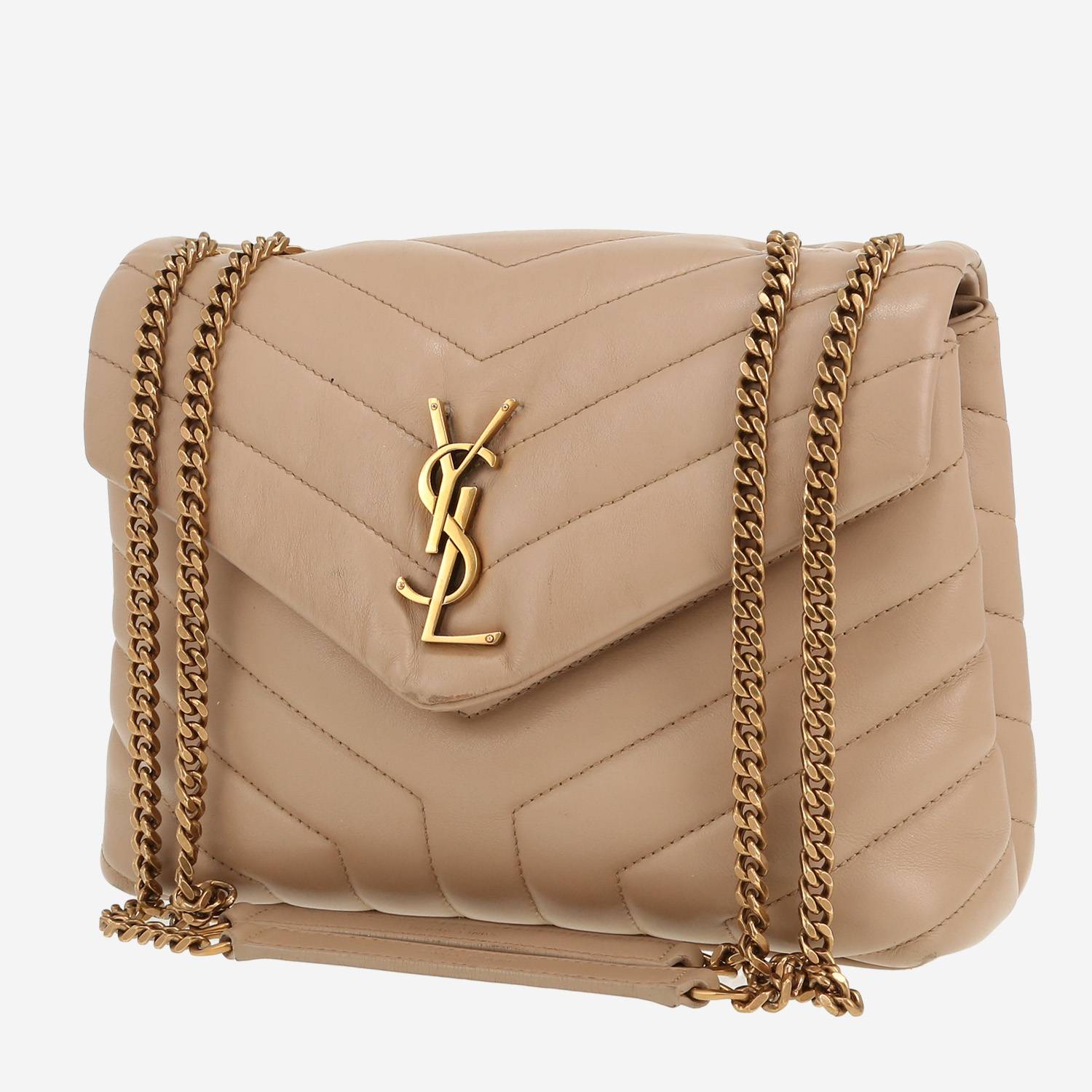 Sac à main Saint Laurent  Loulou en cuir matelassé chevrons beige