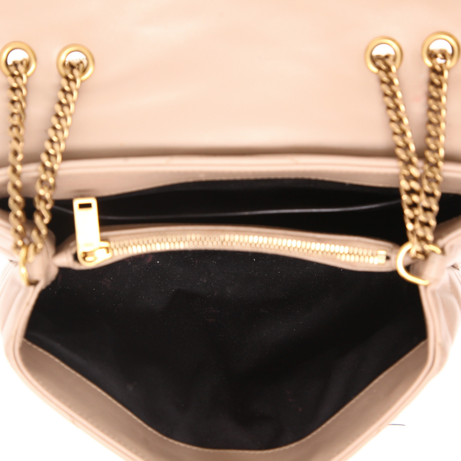 Bolso de mano Saint Laurent  Loulou modelo pequeño  en cuero acolchado con motivos de espigas beige - Detail D3
