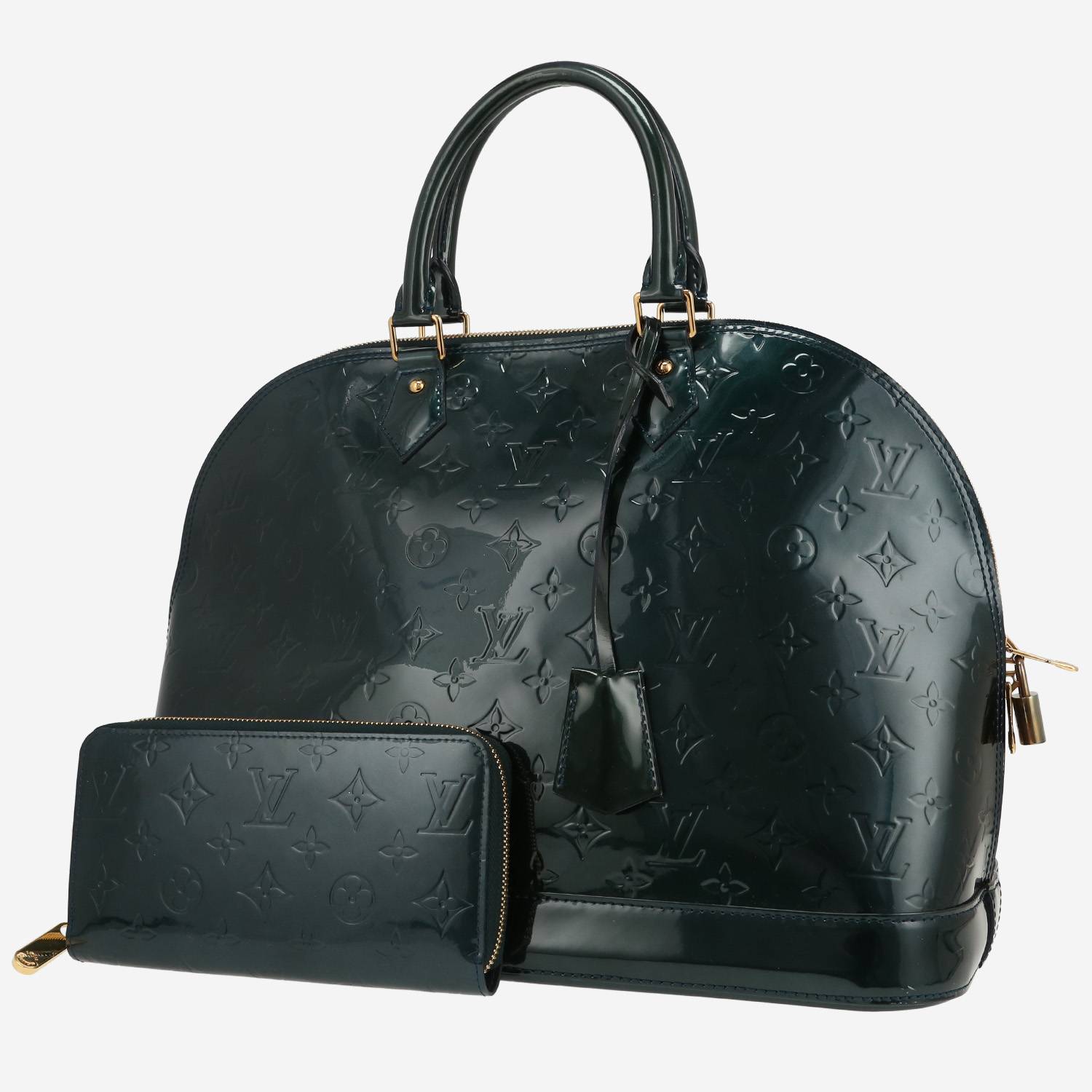 Borsa Louis Vuitton  Alma modello grande  in pelle verniciata monogram verde scuro
