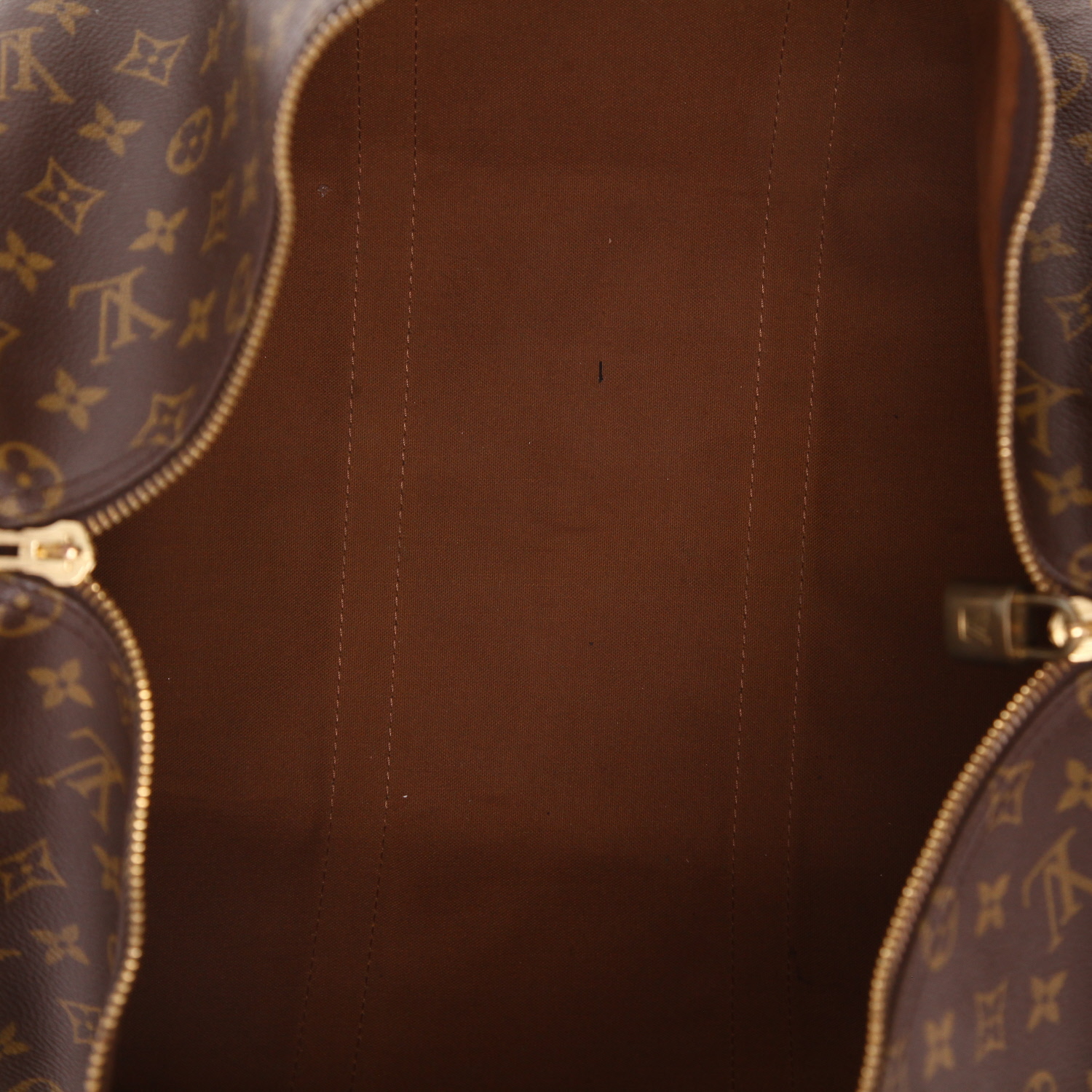 Borsa da viaggio Louis Vuitton  Keepall 50 in tela monogram marrone e pelle naturale - Detail D3