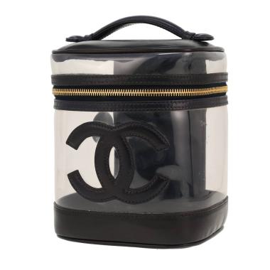 Chanel  Vanity vanity case  in transparent vinyl  and black leather