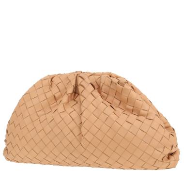 Borsetta Bottega Veneta  Pouch in pelle intrecciata beige