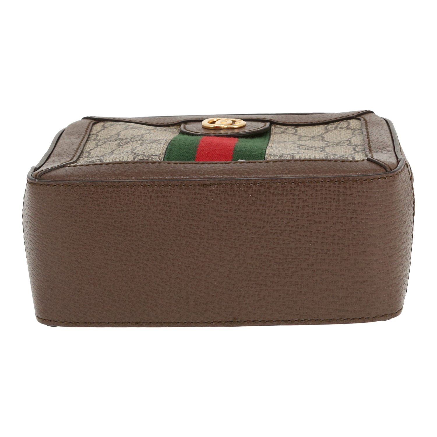 Borsa a tracolla Gucci  Ophidia mini  in tela "sûpreme GG" beige e pelle marrone - Detail D1