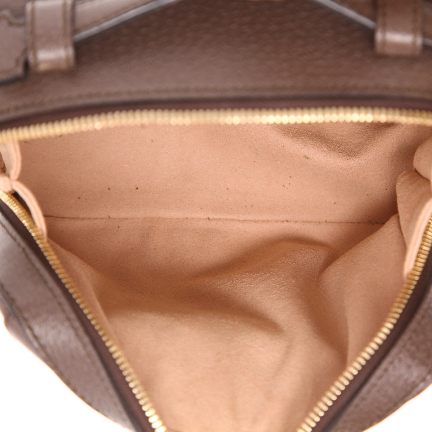 Bolso bandolera Gucci  Ophidia mini  en tejido "sûpreme GG" beige y cuero marrón - Detail D3