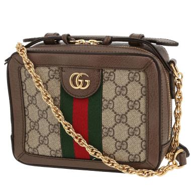 Gucci  Ophidia mini  shoulder bag  in beige "sûpreme GG" canvas  and brown leather