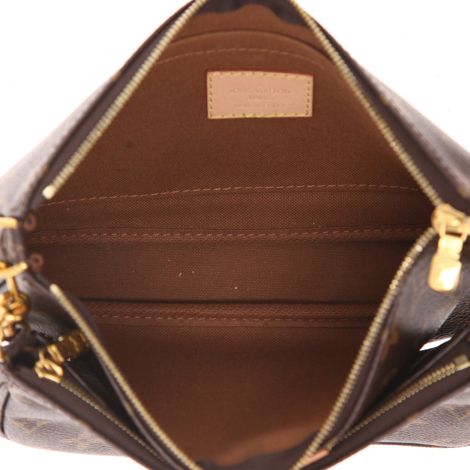 Borsa a tracolla Louis Vuitton  Multi-Pochette in tela monogram marrone e pelle naturale - Detail D4