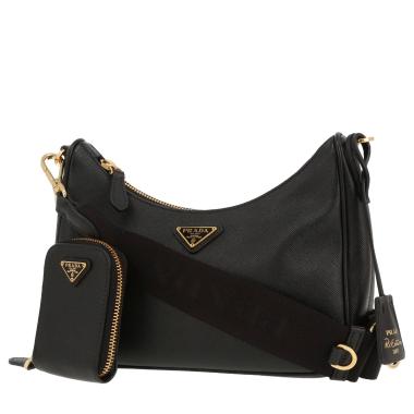 Prada   shoulder bag  in black leather saffiano