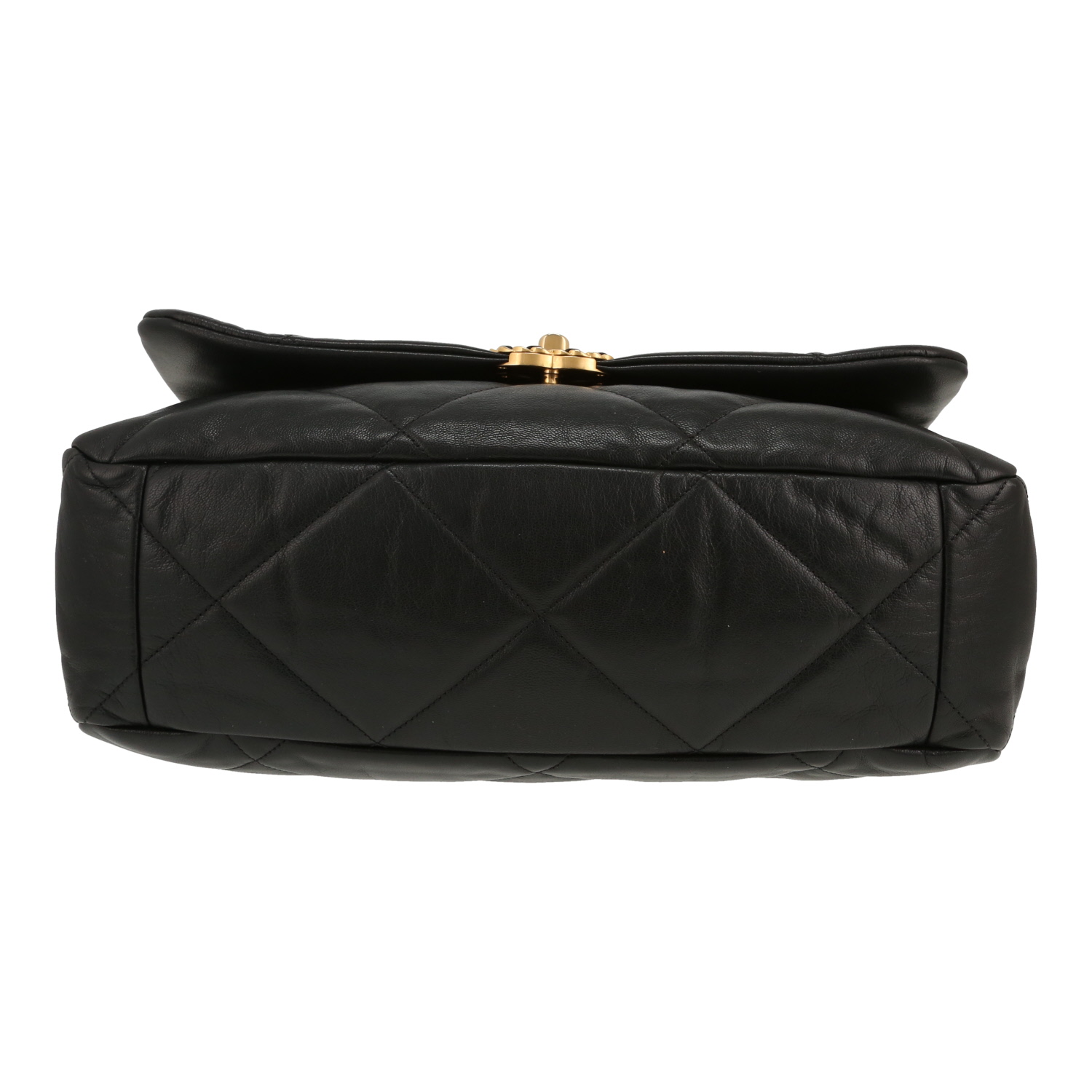 Bolso bandolera Chanel  19 modelo grande  en cuero acolchado negro - Detail D1