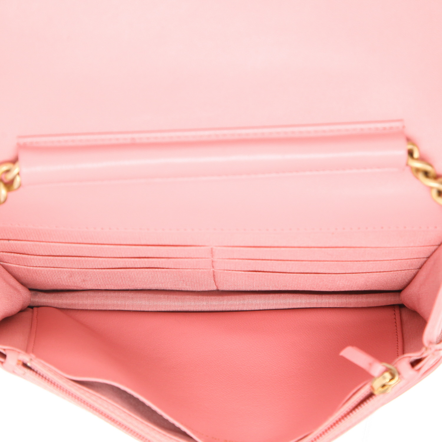 Borsa a tracolla Chanel  Boy Wallet On Chain in pelle trapuntata rosa - Detail D3