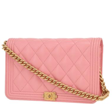 Chanel  Boy Wallet On Chain shoulder bag  in pink quilted leather