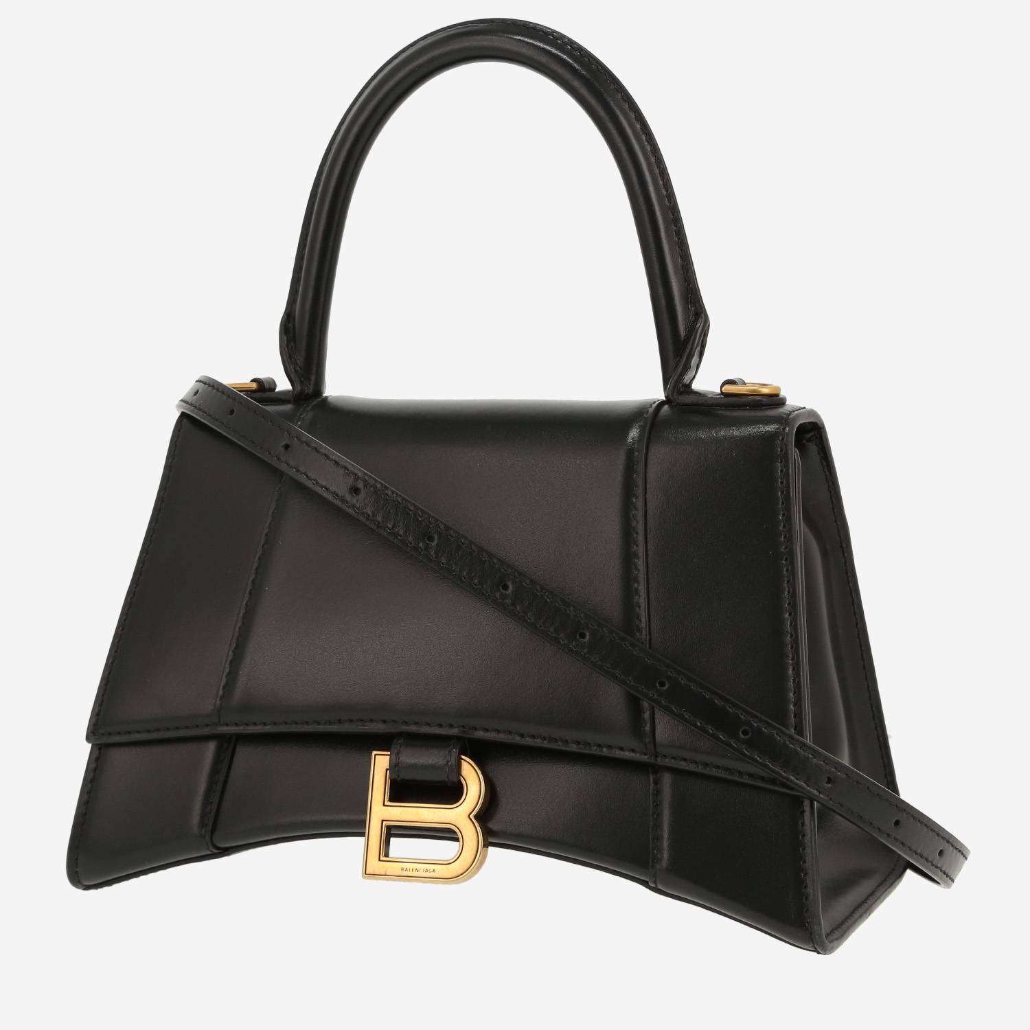 Balenciaga  Hourglass small model  handbag  in black leather