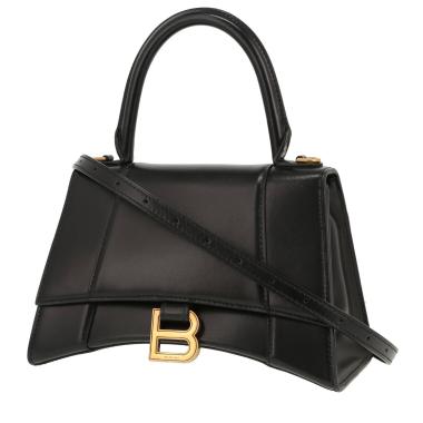 Bolso de mano Balenciaga  Hourglass modelo pequeño  en cuero negro