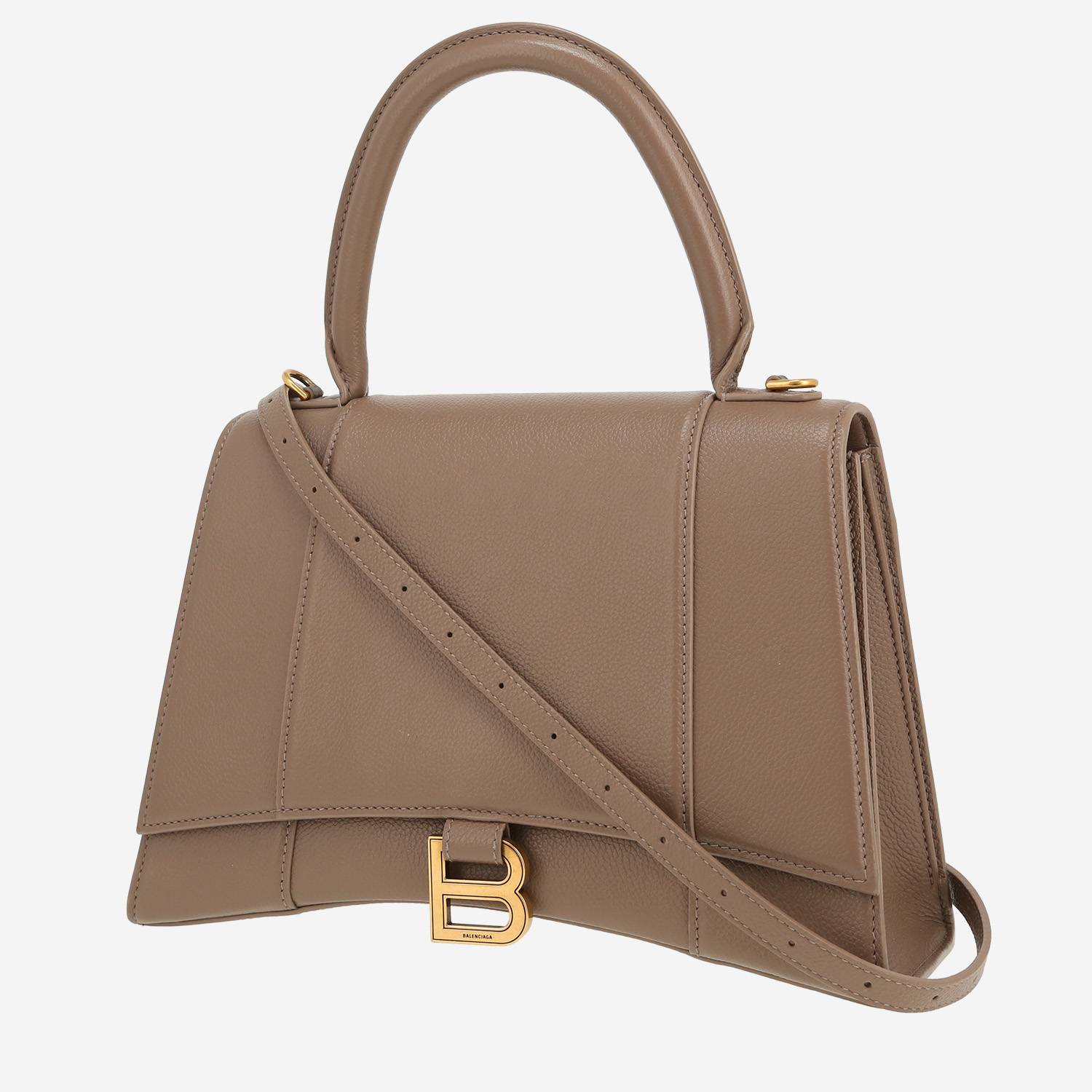 Sac à main Balenciaga  Hourglass en cuir grainé beige